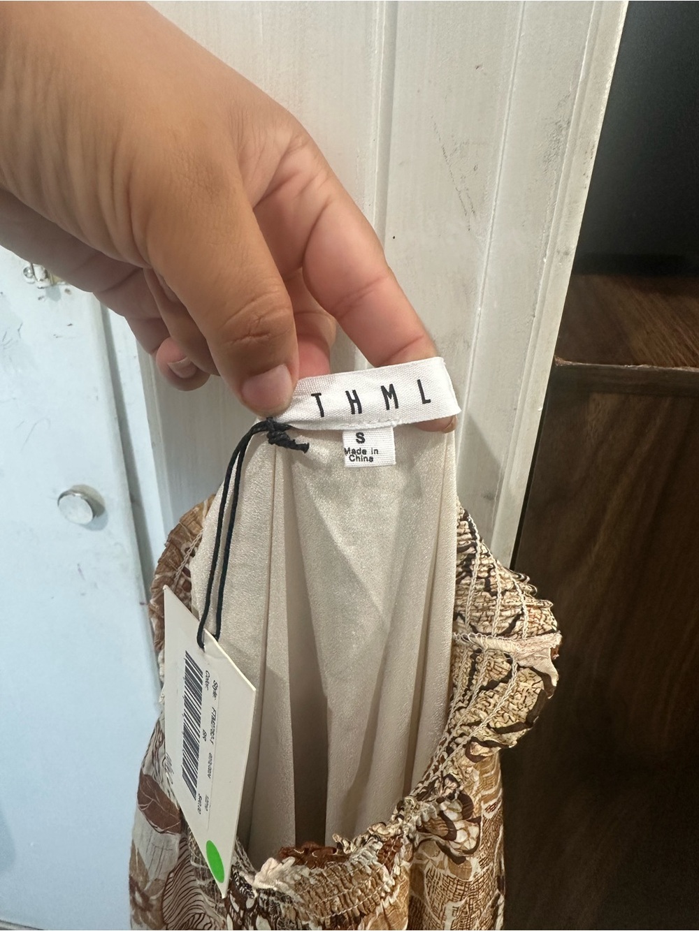THML Cream and Brown Floral Midi Dress - Picture 8 of 8